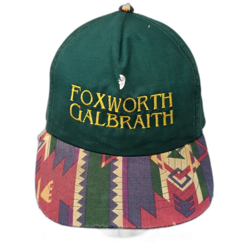 Young An Foxworth Galbraith Green 5 Panel Hat One Size Snapback Pattern Brim